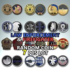 Law Enforcement & Firefighter Random Challenge Coin Lot 7 Pcs Officer Gift Coin picture