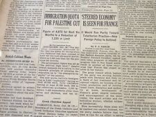 1938 OCTOBER 27 NEW YORK TIMES - IMMIGRATION QUOTA FOR PALESTINE CUT - NT 6254 picture
