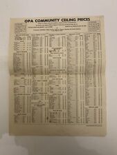 WWII May 25 1944 OPA Community Ceiling Prices Rationing Poster picture