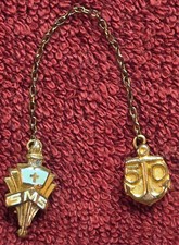 Vintage SMS Saint Mary's School Catholic Pin Anchor 50 Years Gold Filled picture