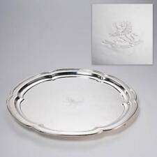 Silver Plate on Copper Deo Dante Lion Crest Three Footed Lobed Salver Tray 14.5