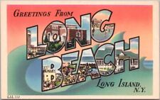 Vintage 1950s LONG BEACH Long Island New York Large Letter Postcard / TOMLIN picture