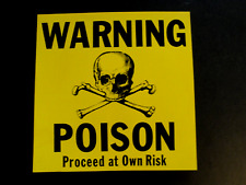 Vintage Metal Sign Warning Poison Skull n crossbone Industrial Factory NOS picture