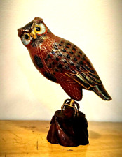 Beautifully detailed giant Antique Cloisonne Owl Brass Enameled picture