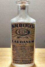 Vintage Medicine Hand Crafted Bottle, Gilbert Bros Laudanum with Opium, NO. 10 picture
