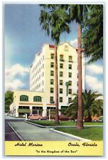 c1940's Hotel Marion & Restaurant Building Classic Cars Ocala Florida Postcard picture