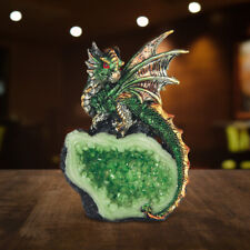 Green Dragon Standing on Faux Crystal Stone Statue 4