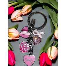 Retired coach vintage keychain with hearts and breast cancer sign picture