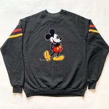 Vintage Disney Mickey Mouse Sweatshirt Black Made In USA Men Medium Felt Patch picture
