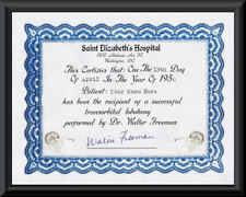 Personalized Transorbital Lobotomy Certificate Printed On Fine Linen Paper *101 picture