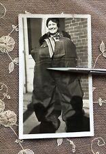 Vintage 1930s Lady Wears Huge Plus Size Overalls Meant for Obese Funny Photo picture