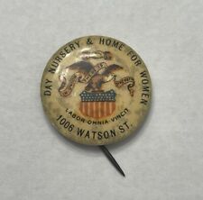 Antique Original Day Nursery & Home For Women Labor Pinback Button Watson St picture