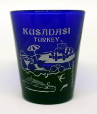 KUSADASI TURKEY COBALT BLUE FROSTED SHOT GLASS SHOTGLASS picture