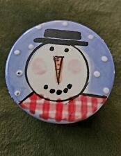 Handmade Small Vintage Ceramic Trinket Box Of A Snowman picture