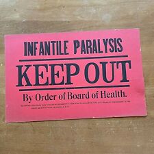 Vintage Polio Infantile Paralysis KEEP OUT Quarantine Epidemic Sign picture
