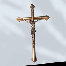 VINTAGE RARE Antique Roman Numeral  Cross   METAL Crucifix Sculpture 9 inches picture