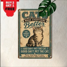 Feline Lover Antidepressant Pet Cat Silhouette Metallic Logo Sign picture