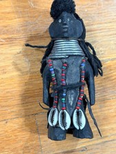 Turkana-Style Ikoku Fertility Doll – Carved Wood, Beads & Cowrie Shells picture