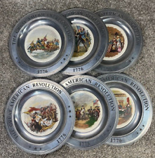 1776-1976 Bicentennial The Great American Revolution Pewter Plates Set Of 6 picture