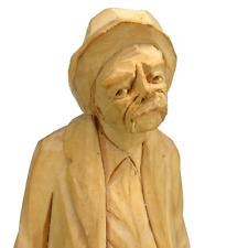 Hand carved wood old man figurine artist signed F. DUVALL 10
