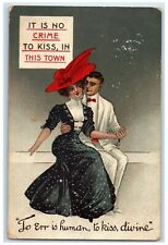 Couple Romance It Is No Crime To Kiss In This Gown Jacksonville MO Postcard picture