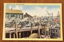 Postcard Drying Fish Nets Gloucester Mass / Unposted picture