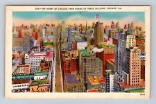 Chicago IL-Illinois, Aerial Of Town Area, Antique, Vintage Souvenir Postcard picture