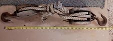 Antique Wooden Double Pulley Block And Tackle Wooden Barn/ Nautical Pulleys picture