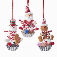 Cupcake Ornament Gingerbread Snowman Santa 3.5