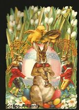 German Embossed Vintage Style Scrap Die Cut - Lrg Easter Bunny & Egg   BK5117 picture
