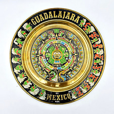 Vintage 11” Brass Plate Mexico Aztec Mayan Calendar Decorative Guadalajara picture
