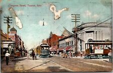 Tucson AZ Congress Street Business Area Postcard Used 1909 picture