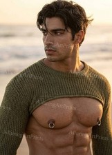 Male Model Photo Print Muscular Handsome Shirtless Hunk Abs -J273 picture