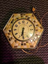Vintage GE Kitchen Wall Clock Model 2118A Mosaic Tile Hexagon Mid-Century Modern picture