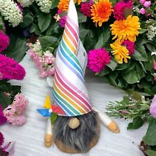 NWT Aldi Exclusive Huntington Home Rainbow Striped Pride Gnome Decor Pinwheel picture