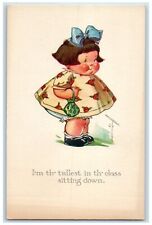 c1910's Cute Chubby Girl Red Checks Purse Bow Ribbon Head Twelvetrees Postcard picture