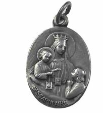 Vintage Catholic St Scapulaire Silver Tone Religious Medal picture