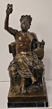 VTG Greco Roman Cast Metal Statue Figure Sculpture Musician 16 Inches  picture