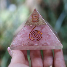 Entirely Zen Rose Quartz Orgone Pyramid XL 75mm 3 inch for EMF & 5G Protection picture