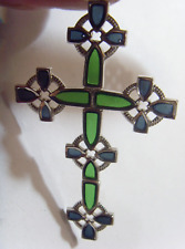 vintage unusual Celtic Green Christian Cross Religious Faith pendant FC1143 picture