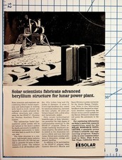 Vintage Solar Division Beryllium Lunar Power Plant NASA Apollo Ad picture