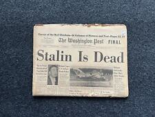 1953 Death of Joseph Stalin - DAY OF - Vintage Newspaper, Original Communist Me picture
