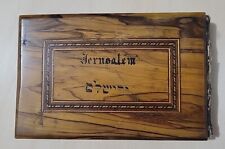 ANTIQUE Pressed Dried FLOWERS FROM ISRAEL Antique Book OLIVE WOOD COVERS  C.1910 picture