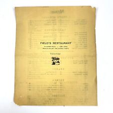 Original 1925 - 1932 Field's Restaurant Menu Pauls Valley Oklahoma Vintage picture