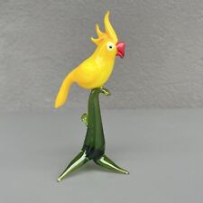 5.2” Glass Parrot Figurine - Yellow Glass Parrot Sculpture - Collectible Birds picture
