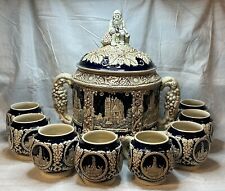 Vintage Marzi & Remy German Castles Punch Bowl / Tureen #2940 With 8 Cups #2935 picture