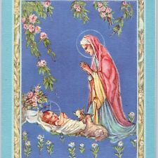 c1930s Cute Baby Jesus Christmas Greetings Card Mary Lamb Jefferies Manz Vtg 5A picture