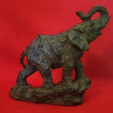 Handcrafted Carved Elephant Sculpture Dark Gray 9