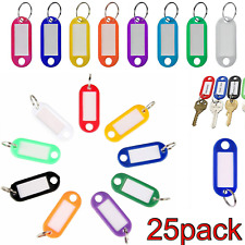 25pcs Plastic Key Tags Keyring Luggage Tag Card Name Label Keychain W/Split Ring picture