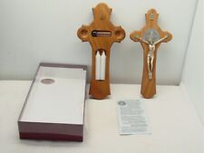 McVan (USA) “Sick-Call” Crucifix—Walnut/Pewter—Benedict Medal—New in Box—12¾